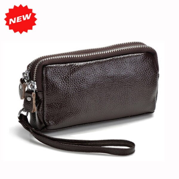 2021 Genuine Leather Women Coin Purse Double Zipper Mobile Bag New Arrival Lady Clutch Wristlet Small Bags