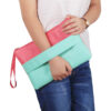 Candy Color Leather Women Bag Day Clutches Handbag Bolsa Feminina Wristlets Bags Ladies Casual Patchwork Wristlet Clutch