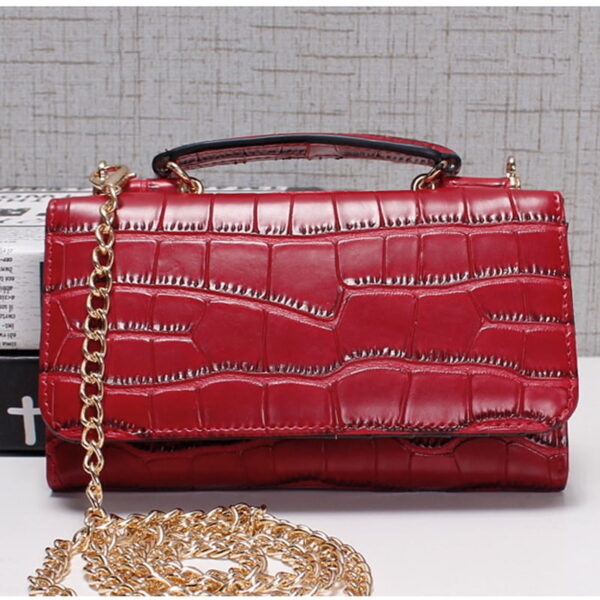 Online Sale: Women Cowhide Leather Clutch Bags Red Crocodile Pattern Handbag Women Shoulder Cross-body Bag Bolsas Wristlet Party Wallets
