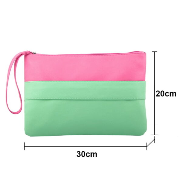 Online Sale: Candy Color Leather Women Bag Day Clutches Handbag Bolsa Feminina Wristlets Bags Ladies Casual Patchwork Wristlet Clutch