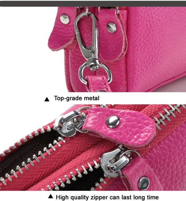 2021 Genuine Leather Women Coin Purse Double Zipper Mobile Bag New Arrival Lady Clutch Wristlet Small Bags