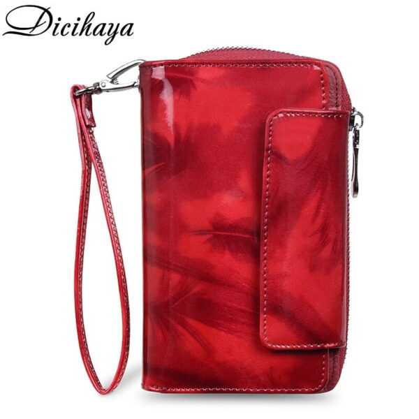 Online Sale: DICIHAYA NEW Women Wallets Lady Wristlet Handbags REAL Leather Money Bag Zipper Coin Purse Cards ID Holder Clutch Woman Notecase