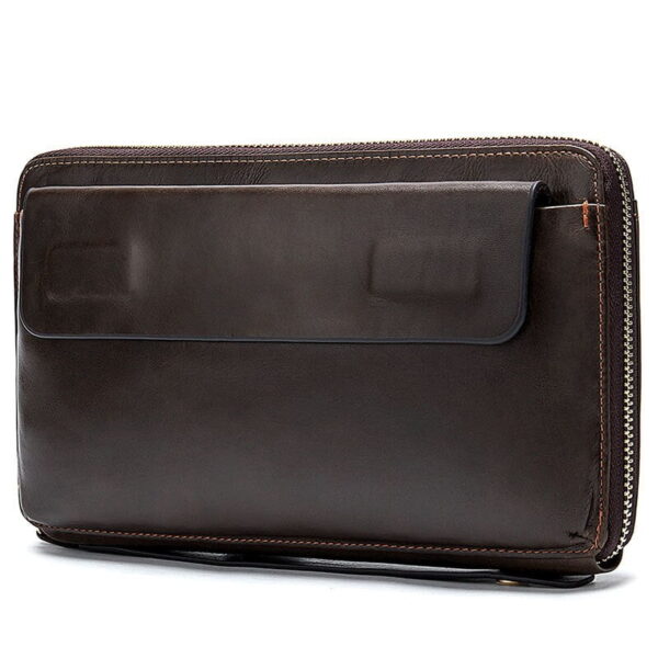 Online Sale: WESTAL Men's Wristlets Genuine Leather Clutch Bags Zip Knucklebox Fashion Evening Bags Large Capacity Wristlets with handle