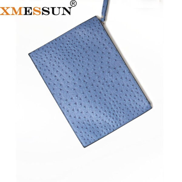 Online Sale: XMESSUN 2021 New Customized Letters Ostrich Leather Clutch Handbag Women Laptop Bag For Macbook Pouch Bag With Wristlet